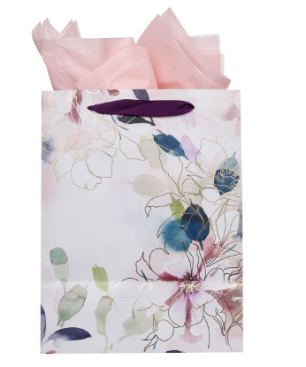 Trust in the Lord Purple Bloom Large Portrait Gift Bag 