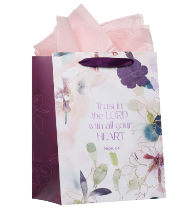 Trust in the Lord Purple Bloom Large Portrait Gift Bag 