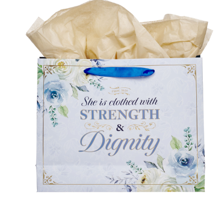Strength and Dignity Blue Roses Large Landscape Gift Bag 