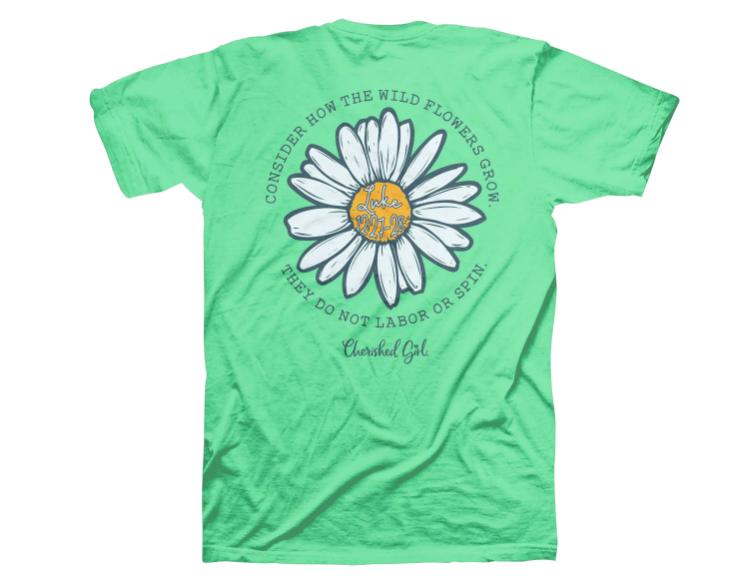 Cherished Wildflowers Girl Womens T-Shirt 