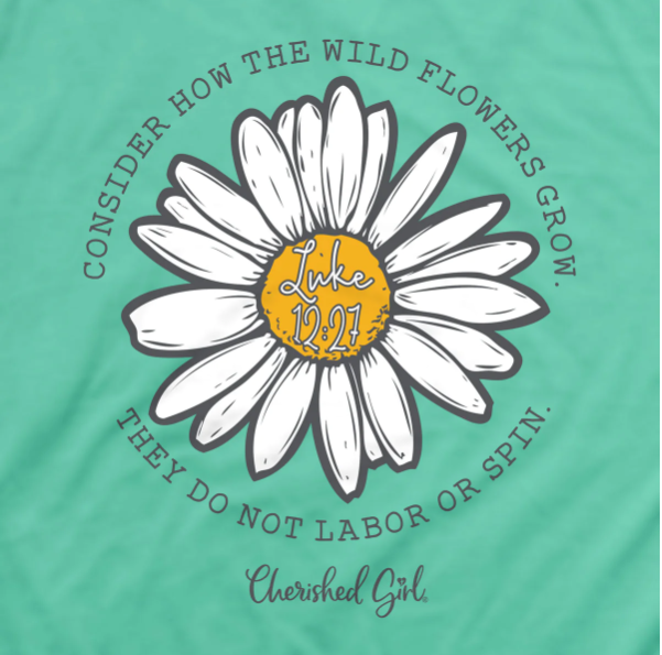 Cherished Wildflowers Girl Womens T-Shirt 