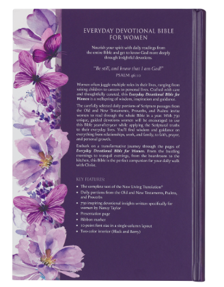 Purple Floral Hardcover NLT Everyday Devotional Bible for Women