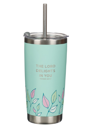 Forever My Friend Green Stainless Steel Travel Tumbler with Straw - Isaiah 62:4