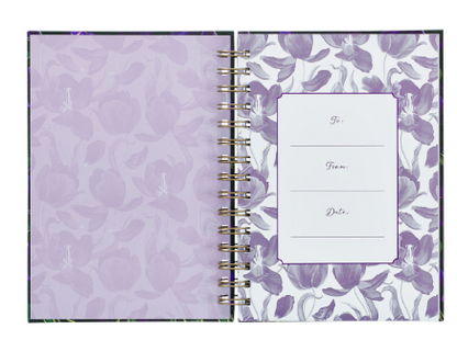 Blessed is She Purple Tulip Large Wirebound Journal - Luke 1:45