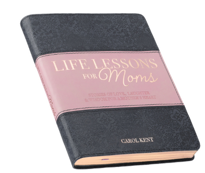 Life Lessons for Moms Gray and Pink Faux Leather Gift Book