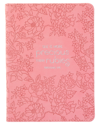 More Precious than Rubies Strawberry Pink Handy-sized Faux Leather Journal - Proverbs 31:26