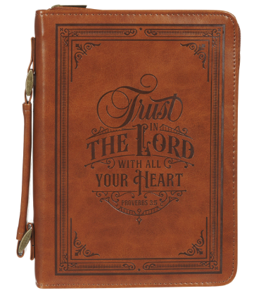 Trust in the Lord Honey-brown Faux Leather Classic Bible Cover - Proverbs 3:5