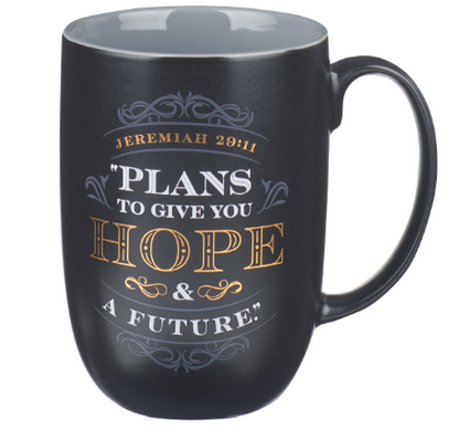 Plans for Hope and a Future Black Ceramic Coffee Mug - Jeremiah 29:11