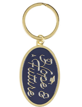 Hope and a Future Blue Oval Metal Key Ring - Jeremiah 29:11