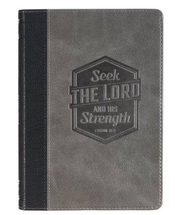 Seek the Lord Black and Gray Faux Leather Classic Journal - 1 Chronicles 16:11