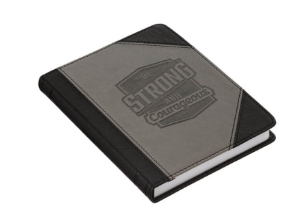 Be Strong and Courageous Black and Gray Faux Leather Handy-sized Journal - Joshua 1:9