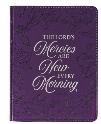 New Mercies Purple Floral Faux Leather Handy-sized Journal - Lamentations 3:22-23