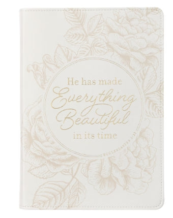 Everything Beautiful White Faux Leather Classic Journal - Ecclesiastes 3:11