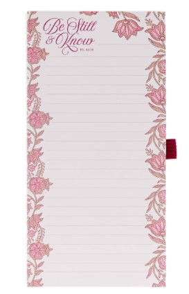 Be Still and Know Pink Spring Floral Notepad and Pen Set - Psalm 46:10