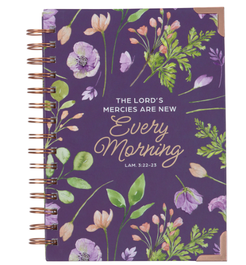 New Mercies Every Morning Purple Floral Wirebound Journal - Lamentations 3:22-23