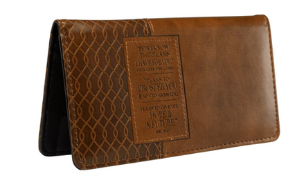 I know the Plans Faux Leather Checkbook Cover with Rectangular Patch - Jeremiah 29:11