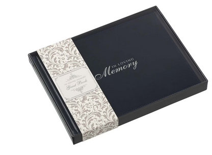 In Loving Memory Navy Faux Leather Medium Guest Book