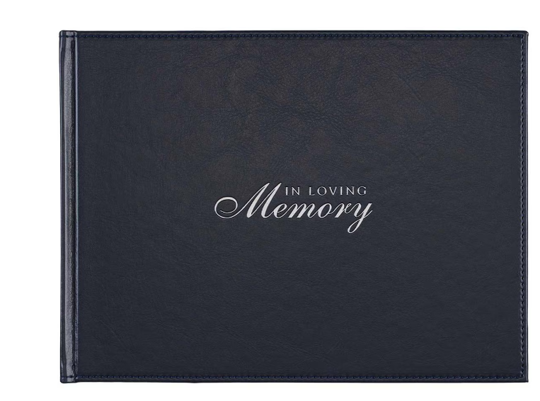 In Loving Memory Navy Faux Leather Medium Guest Book