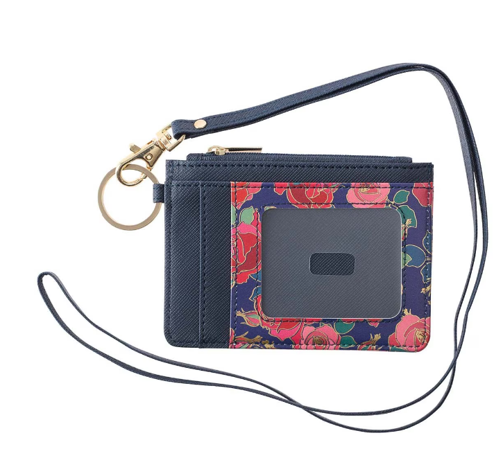 Heart and Roses Faux Leather ID Card Holder