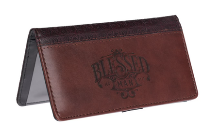 Blessed Man Two-tone Brown Faux Leather Checkbook Cover - Jeremiah 17:7