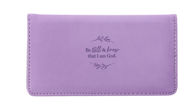 Be Still and Know Lilac Purple Faux Leather Checkbook Wallet - Psalm 46:10