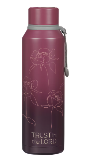 Trust in the Lord Plum Floral Stainless Steel Water Bottle - Proverbs 3:5