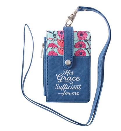 His Grace is Sufficient Faux Leather ID Card Holder