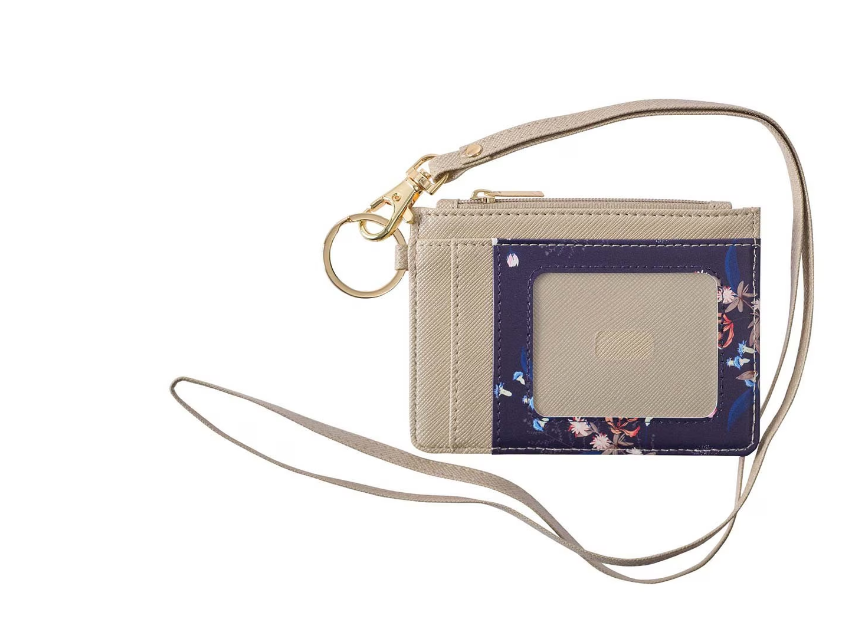 Seek First Taupe and Navy Faux Leather ID Card Holder - Matthew 6:33