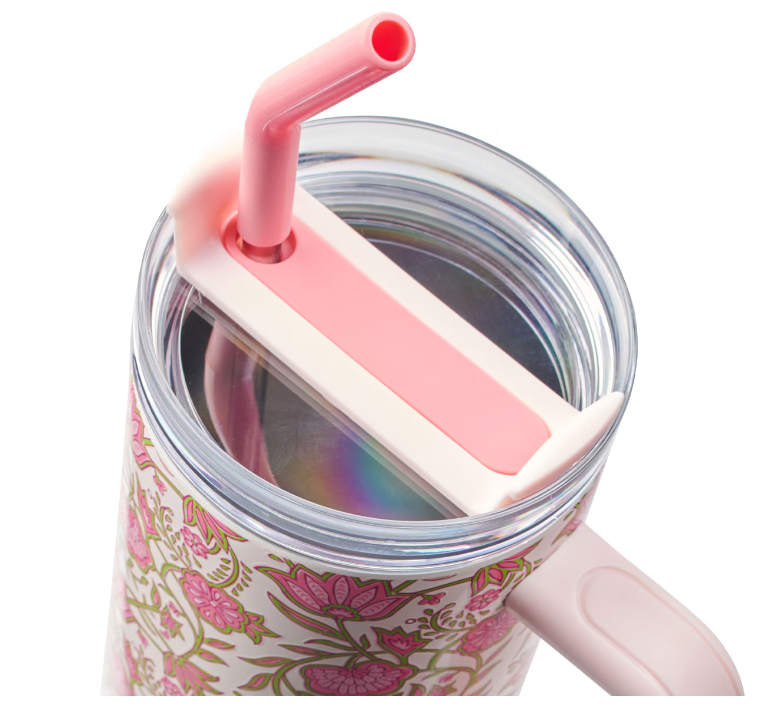 Be Still and Know Pink Spring Floral 40 Oz Tumbler with Reusable Straw - Psalm 46:10