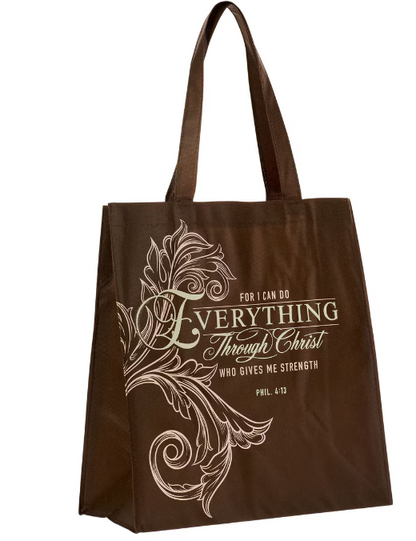 Everything Through Christ Fluted Iris Shopping Tote Bag - Philippians 4:13