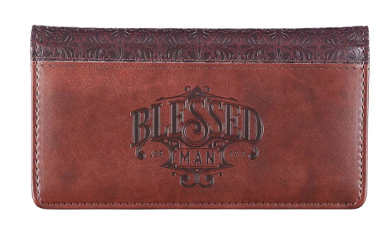 Blessed Man Two-tone Brown Faux Leather Checkbook Cover - Jeremiah 17:7