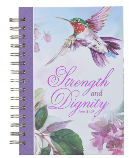 Strength and Dignity Purple Hummingbird Large Wirebound Journal - Proverbs 31:25