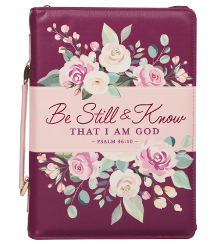 Be Still and Know Pearlescent Plum Fashion Bible Cover - Psalm 46:10