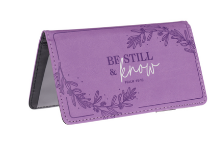 Be Still and Know Lilac Purple Faux Leather Checkbook Wallet - Psalm 46:10