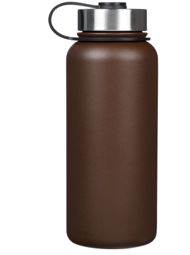 Strength and Courage Brown Stainless Steel Water Bottle - Joshua 1:9