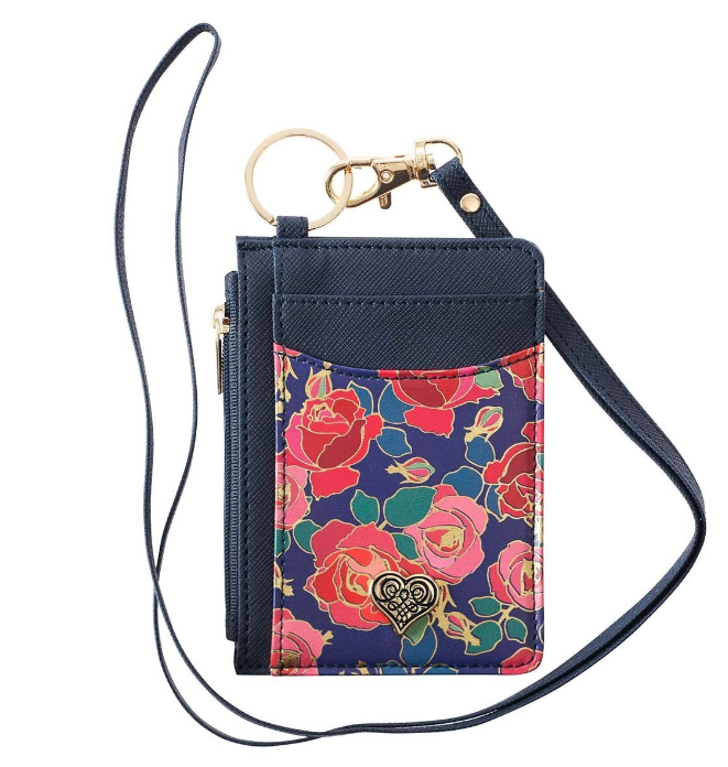 Heart and Roses Faux Leather ID Card Holder