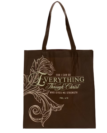 Everything Through Christ Fluted Iris Shopping Tote Bag - Philippians 4:13