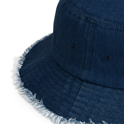 Distressed denim bucket hat