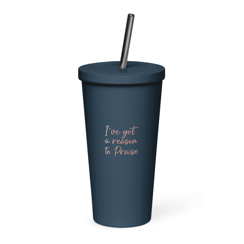 Insulated tumbler with a straw