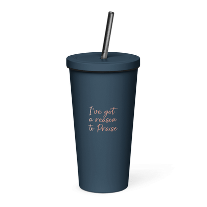 Insulated tumbler with a straw