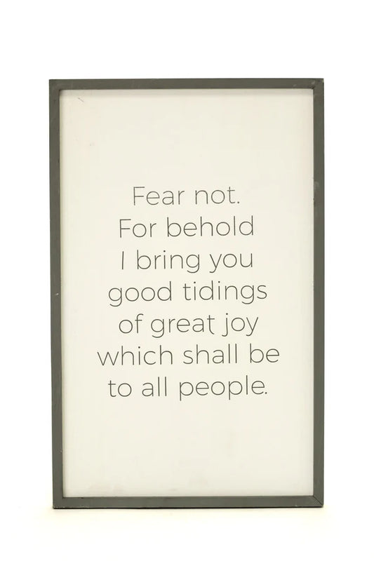 Fear not. Good Tidings 17"x27" Wood Sign