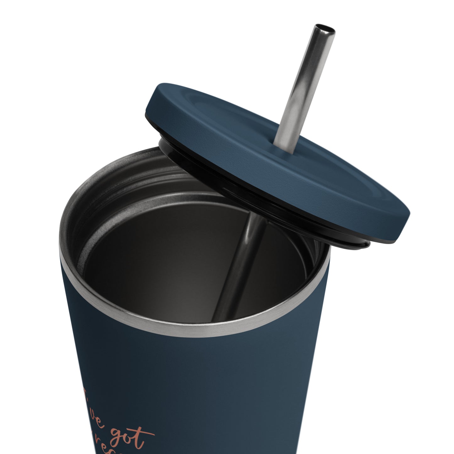 Insulated tumbler with a straw