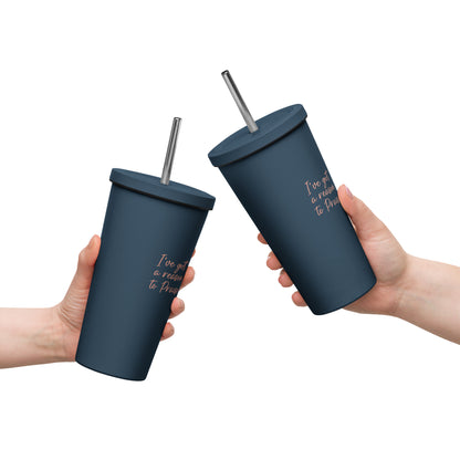 Insulated tumbler with a straw